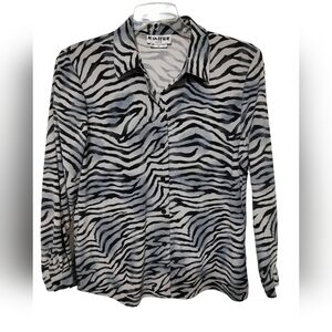 1746) Vintage 80's Joan Leslie  Zebra Print Button up Long Sleeve Shirt Size 12P